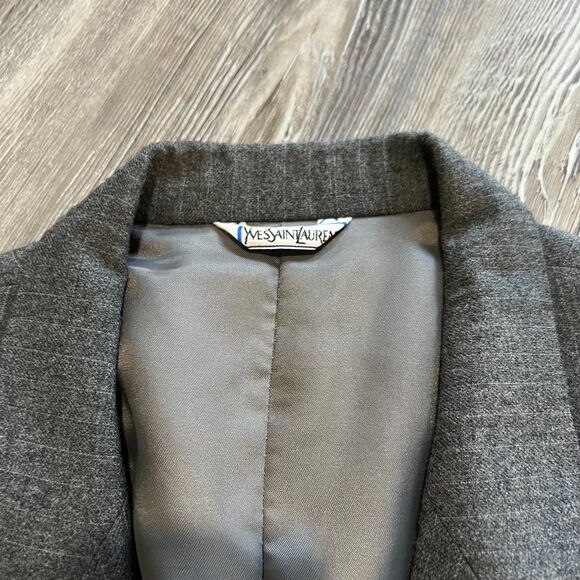 Yves Saint Laurent Paris Gray Wool Blazer Men’s 42 Double Breasted Made in Col - Picture 4 of 11